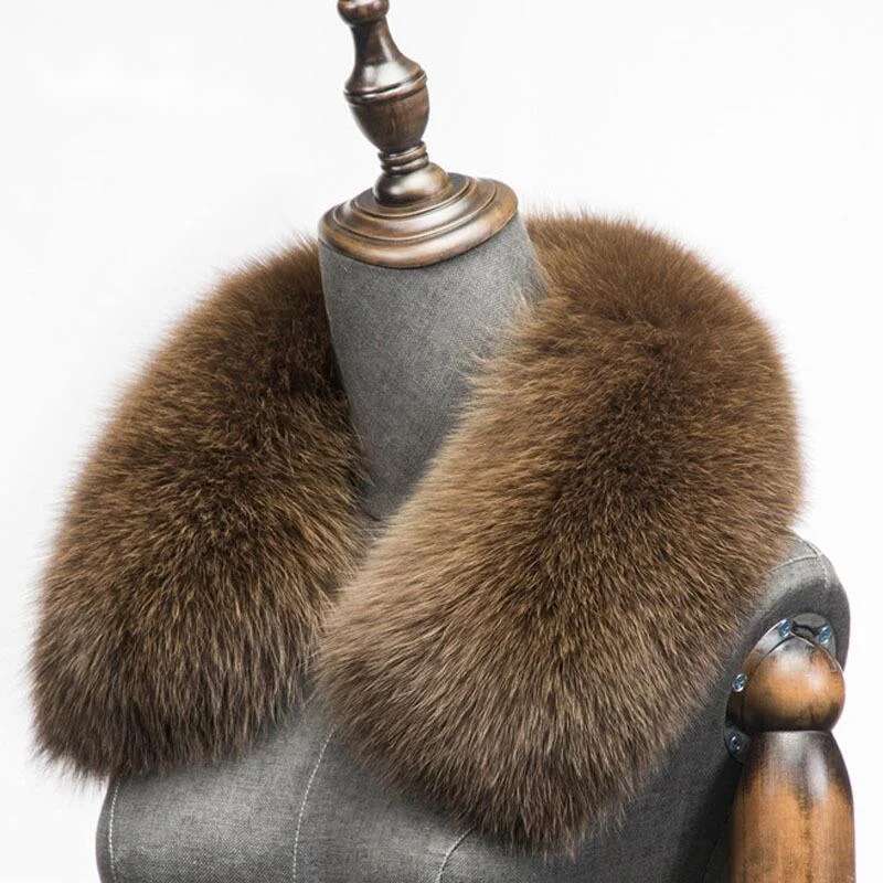 Men'S Fashion Videos - Winter Natural Fox Fur Scarf Square