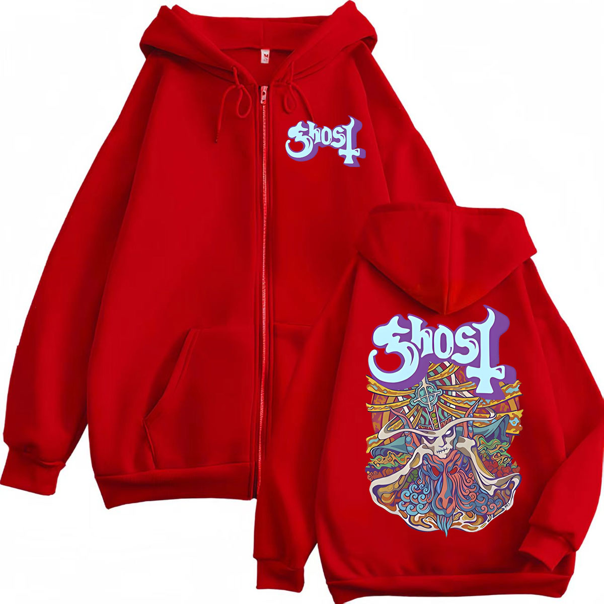 Ghost Band Graphic Zipper Hood - đánh giá và giá Mens Fashion Zip Up Hoodies
