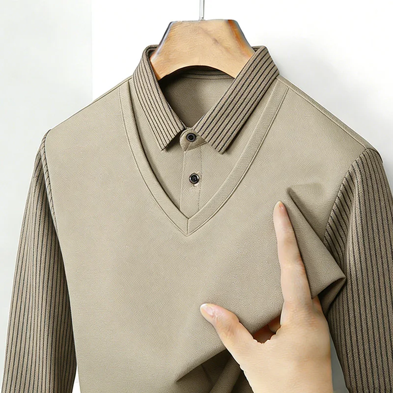 Men's Fake Two Piece Shirt Col - đánh giá và giá Mens Fashion Clothes