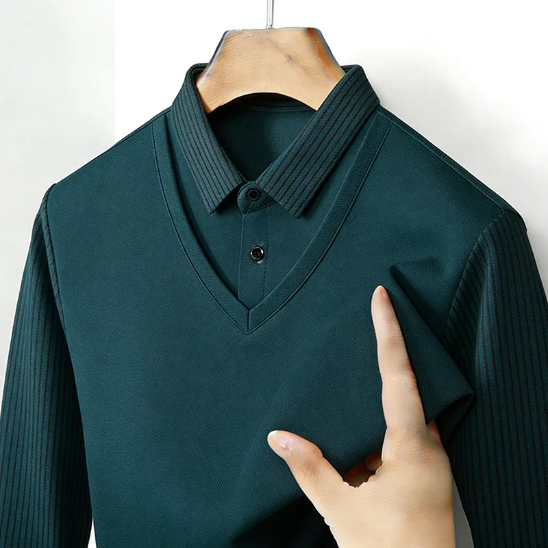 Men's Fake Two Piece Shirt Col - đánh giá và giá Mens Fashion Clothes