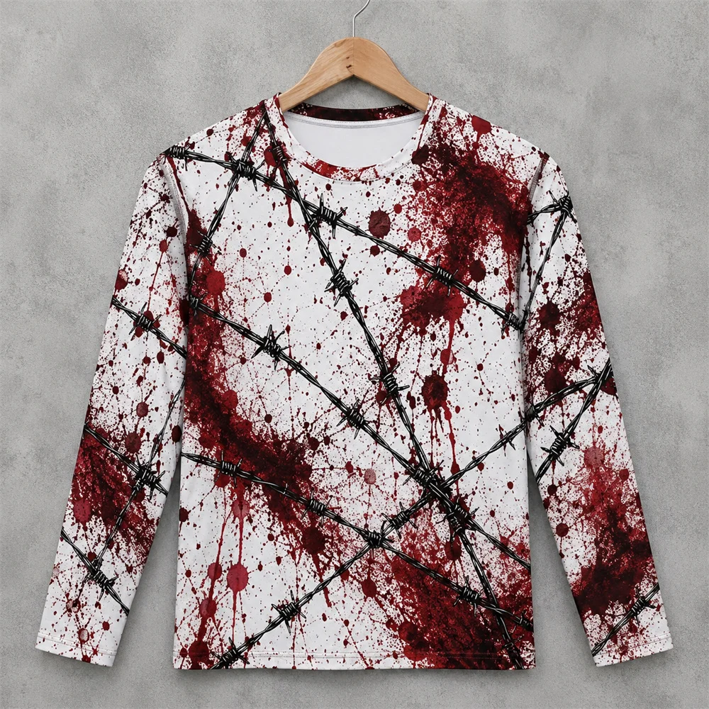 3D Print Horror Red Blood Stai - đánh giá và giá Mens Fashion Summer