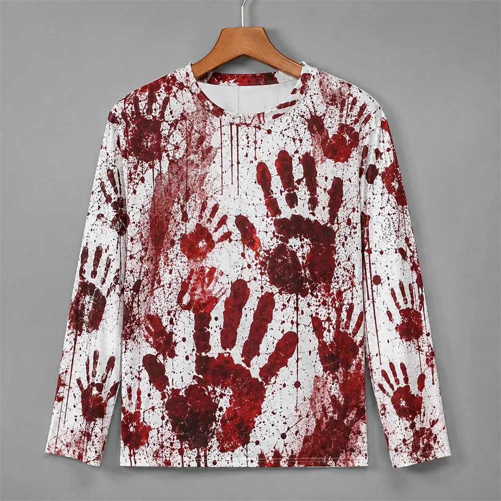 3D Print Horror Red Blood Stai - đánh giá và giá Mens Fashion Summer