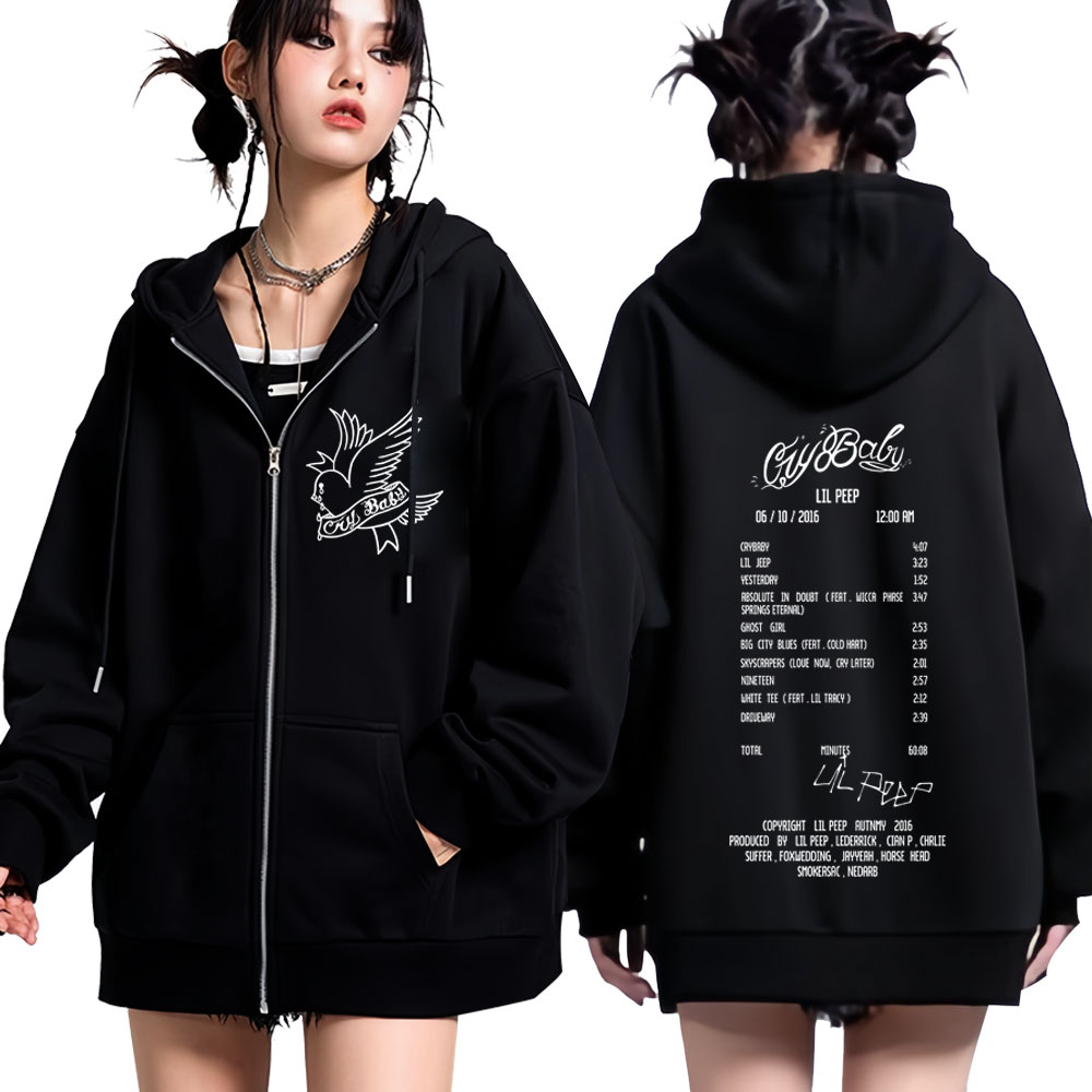 Rapper Lil Peep Cry Baby Album - đánh giá và giá Mens Fashion Zip Up Hoodies