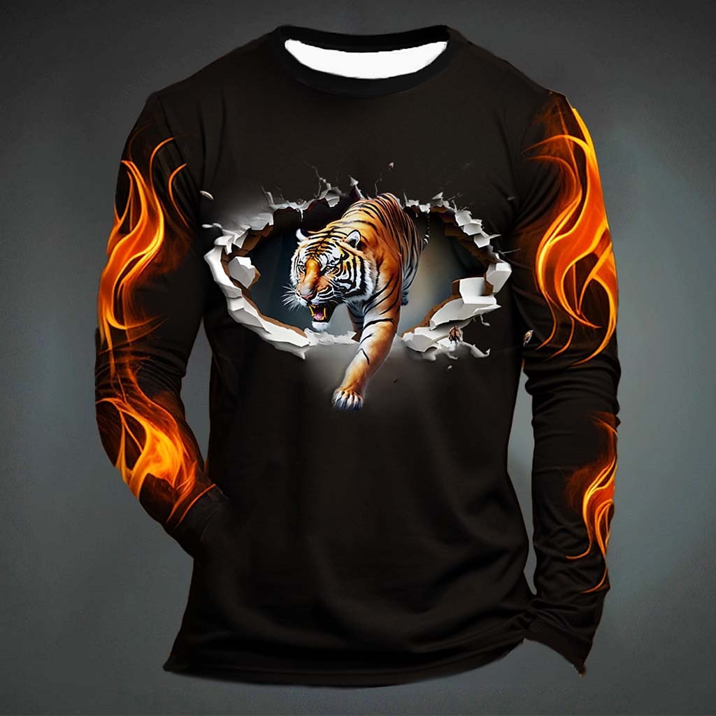 Funny Tiger Print T Shirt For  - đánh giá và giá Mens Fashion Clothes